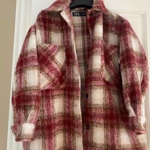 Plaid red shacket by zara size small